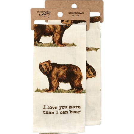 Kitchen Towel - I Love You More Than I Can Bear - 18" x 28" - Cotton, Linen