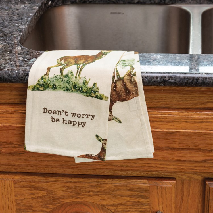 Doen't Worry Be Happy Kitchen Towel - Cotton, Linen