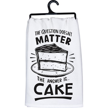 Kitchen Towel - The Answer Is Cake - 28" x 28" - Cotton