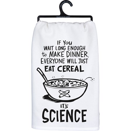 Kitchen Towel - Will Just Eat Cereal It's Science - 28" x 28" - Cotton