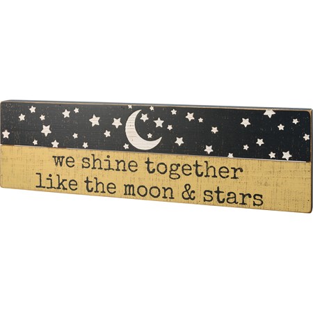 Together Like The Moon & Stars Slat Box Sign - Wood
