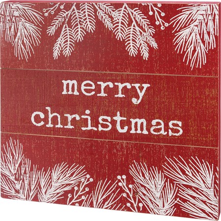 Slat Box Sign - Merry Christmas - 20" x 20" x 1.75" - Wood