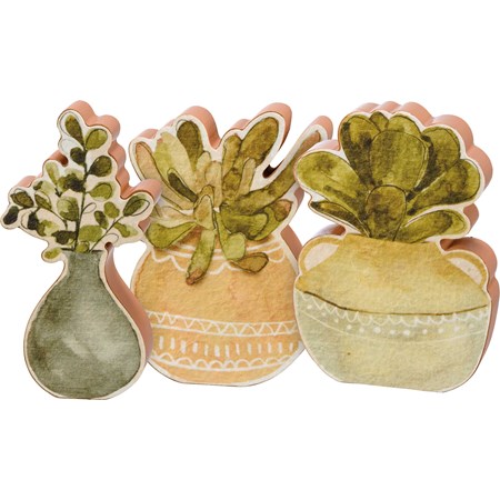 Succulents Chunky Sitter Set - Wood, Paper
