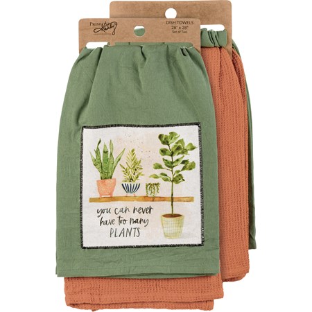 Kitchen Towel Set - Can Never Have Too Many Plants - 28" x 28" - Cotton