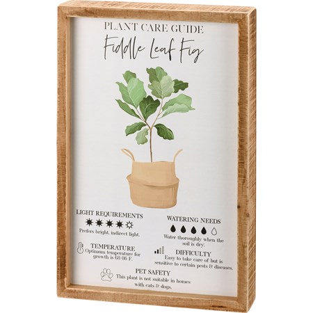 Inset Box Sign - Fiddle Leaf Fig Study - 8" x 12" x 1.75" - Wood, Paper