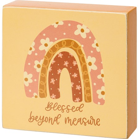 Blessed Beyond Measure Block Sign - Wood, Paper
