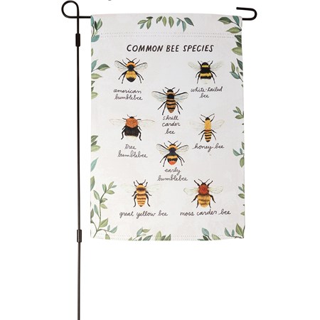Garden Flag - Common Bees - 12" x 18" - Polyester