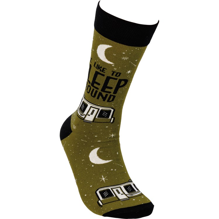 Socks - I Like To Sleep Around - One Size Fits Most - Cotton, Nylon, Spandex