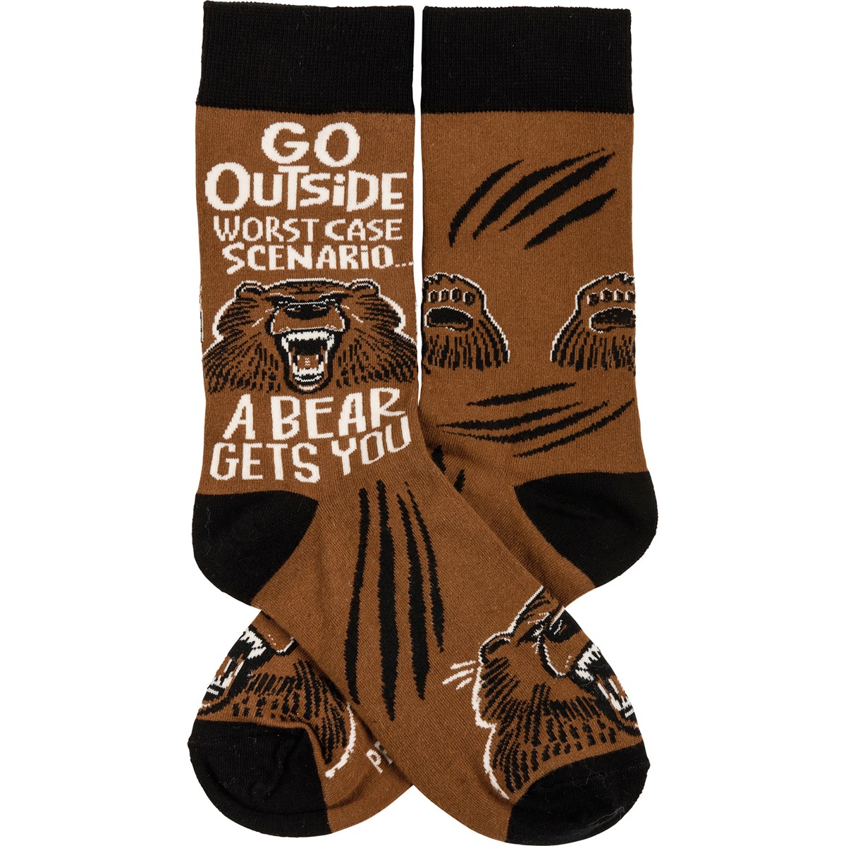 Go Outside Worst Case Scenario A Bear Socks - Cotton, Nylon, Spandex