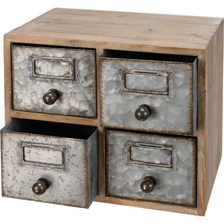 Desk Organizer - Cube Drawers - 9.50" x 8" x 7" - Wood, Metal
