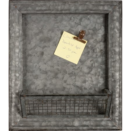 Magnet Board - Galvanized - 13.25" x 15.25" x 3.25", 1 bulldog magnet included - Metal