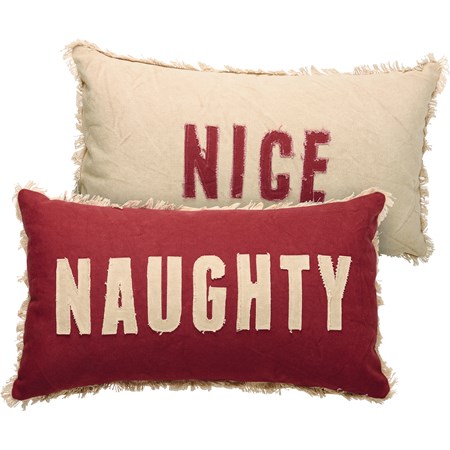 Pillow - Naughty Nice - 22" x 12.50" - Canvas, Zipper