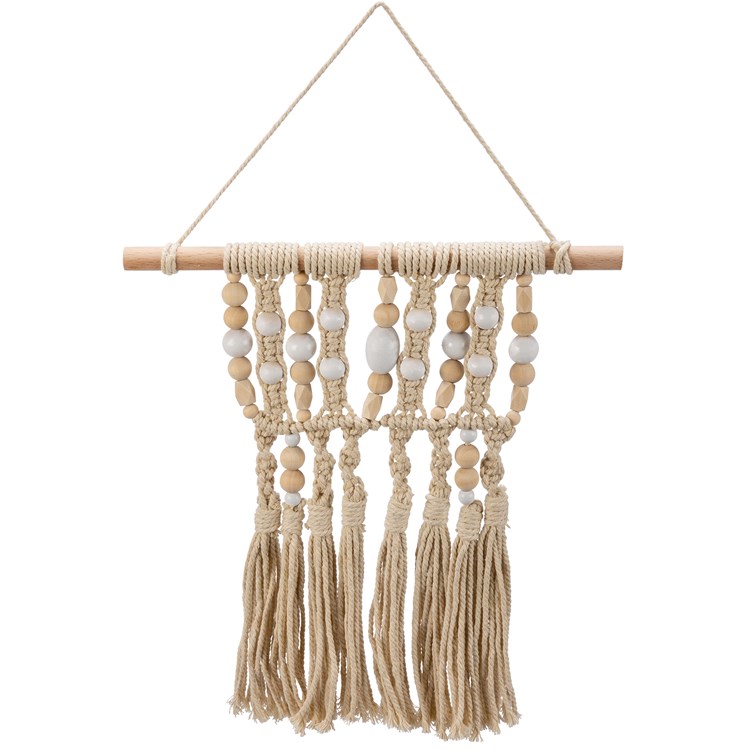 Beaded Wall Small Hanging - Cotton, Polyester, Wood