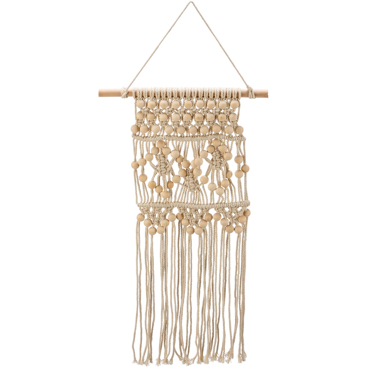 Beaded Wall Large Hanging - Cotton, Polyester, Wood