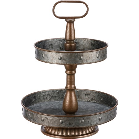 Two Tiered Round Tray - Metal