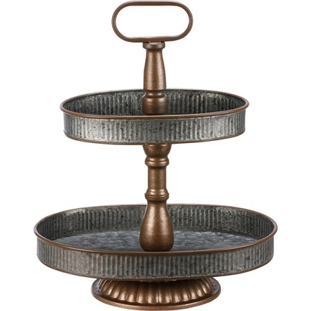 Tray - Two Tiered Oval - 13.50" x 15.75" x 10" - Metal