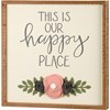 This Is Our Happy Place Flower Inset Box Sign - Wood, Felt