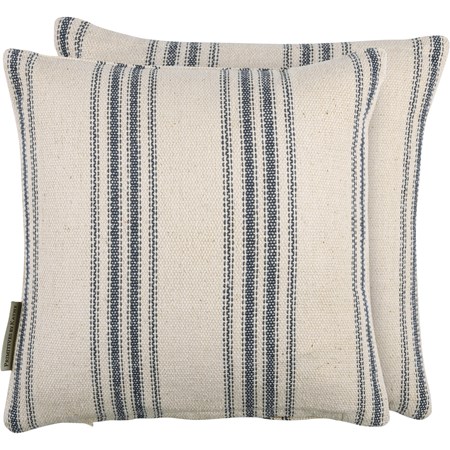 Pillow Sm - Blue Stripe - 10" x 10" - Cotton, Zipper