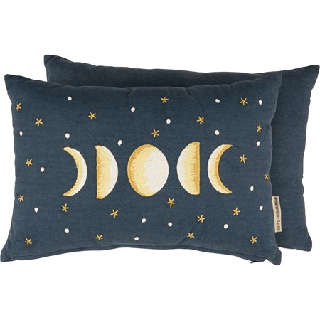 Pillow - Moon Phases - 15" x 10" - Cotton, Linen, Zipper