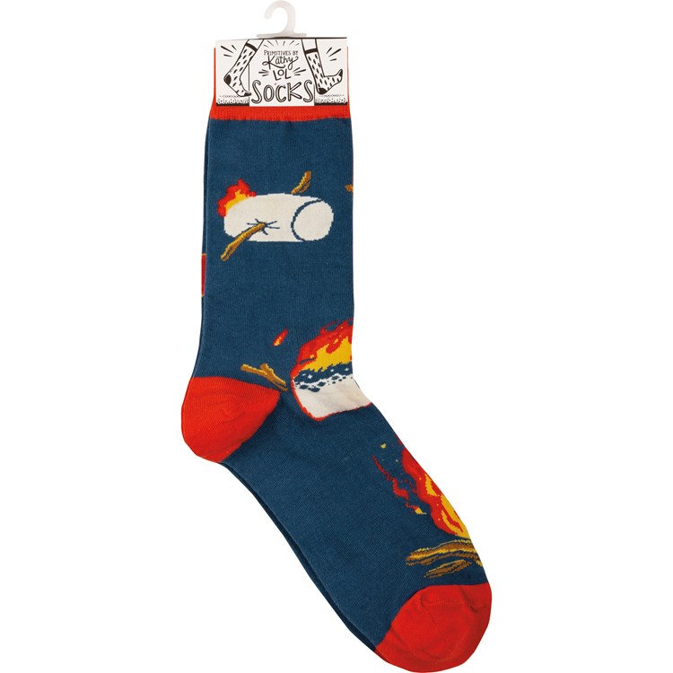 Socks - Hot Dogs & Marshmallows - One Size Fits Most - Cotton, Nylon, Spandex