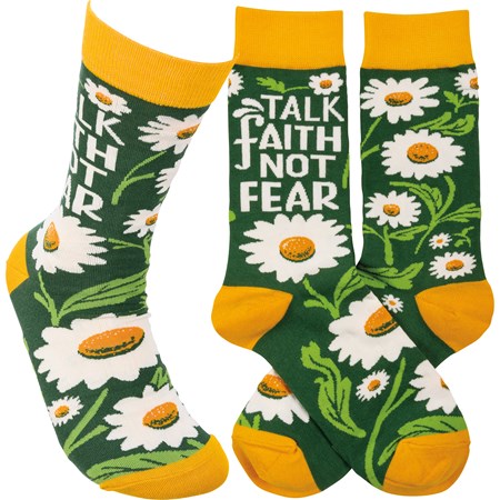 Socks - Talk Faith Not Fear - One Size Fits Most - Cotton, Nylon, Spandex