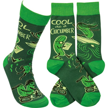 Socks - Cool As A Cucumber - One Size Fits Most - Cotton, Nylon, Spandex