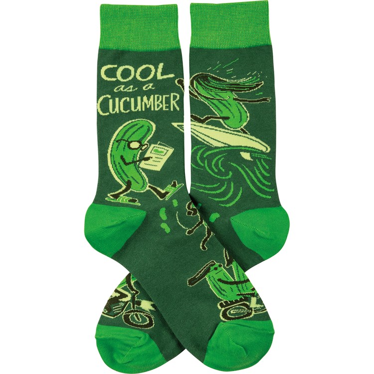Cool As A Cucumber Socks - Cotton, Nylon, Spandex