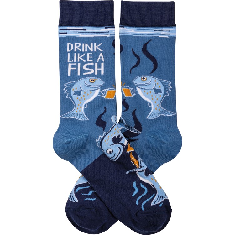 Drink Like A Fish Socks - Cotton, Nylon, Spandex