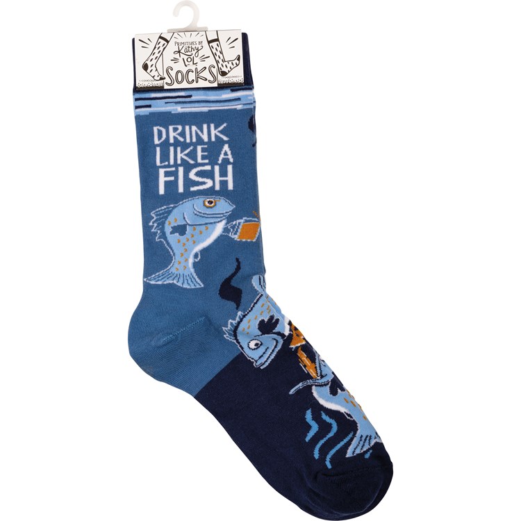 Drink Like A Fish Socks - Cotton, Nylon, Spandex