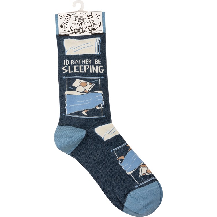 I'd Rather Be Sleeping Socks - Cotton, Nylon, Spandex