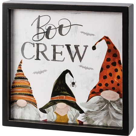 Inset Box Sign - Boo Crew - 8" x 8" x 1.75" - Wood, Paper