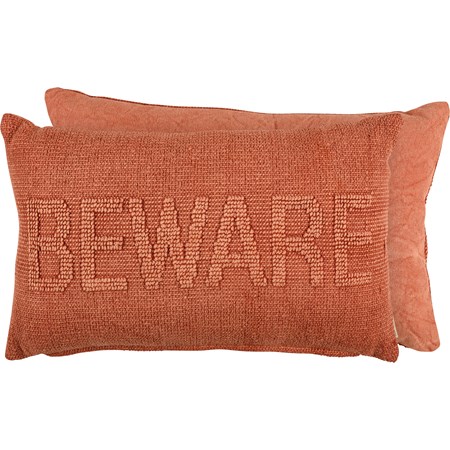 Pillow - Beware - 19" x 12" - Cotton, Canvas, Zipper