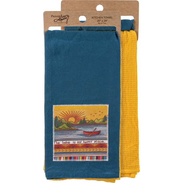 Kitchen Towel Set - The Lake Is My Happy Place - 20" x 28" - Cotton