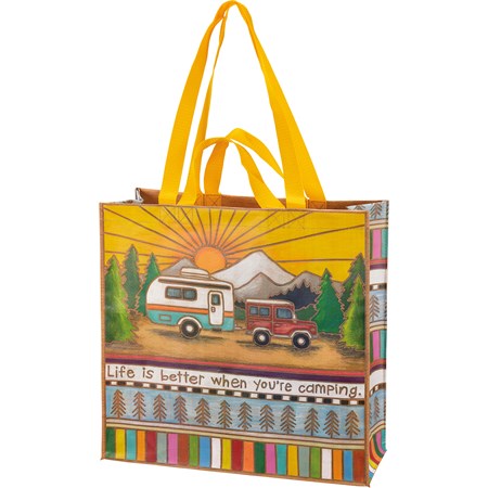 Life Is Better When You're Camping Market Tote - Post-Consumer Material, Nylon