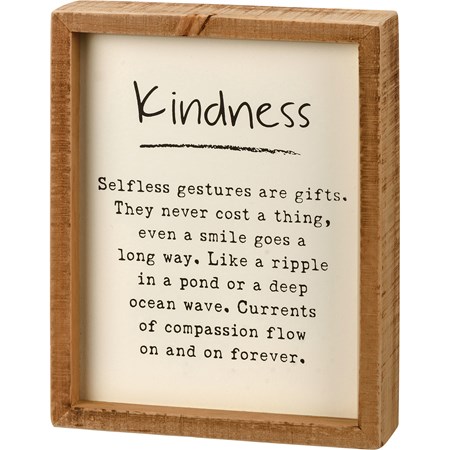 Kindness Forever Inset Box Sign - Wood