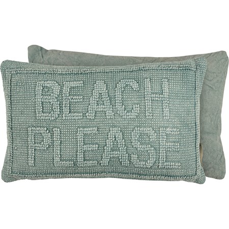 Pillow - Beach Please - 15" x 10" - Cotton, Canvas, Zipper