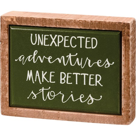 Unexpected Adventures Box Sign Mini - Wood
