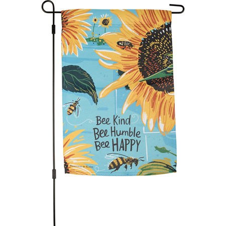 Garden Flag - Bee Kind Bee Humble Be Happy - 12" x 18" - Polyester