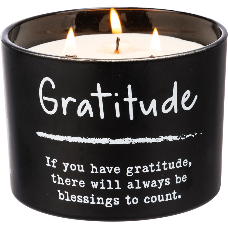 Gratitude Jar Candle - Soy Wax, Glass, Wood