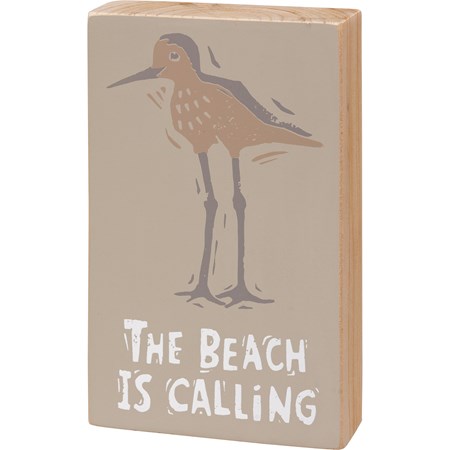 The Beach Is Calling Block Sign - Wood