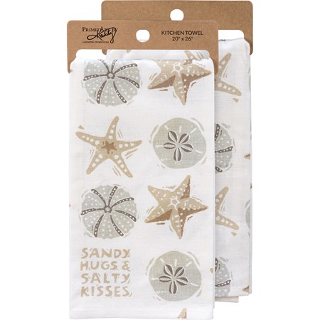 Kitchen Towel - Sandy Hugs Salty Kisses - 20" x 26" - Cotton, Linen