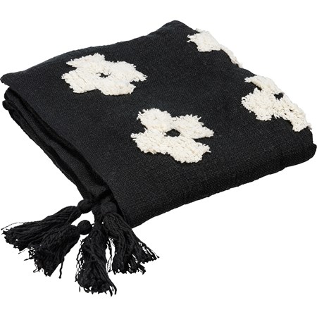 Black Flower Throw Blanket - Cotton