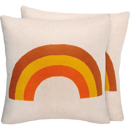 Tricolor Rainbow Pillow - Cotton, Zipper