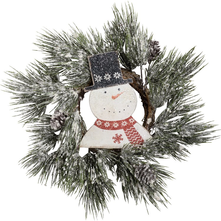 Nordic Snowman Wreath Insert - Wood, Paper, Wire, Mica