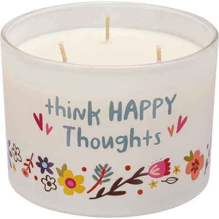 Jar Candle - Think Happy Thoughts - 14 oz., 4.50" Diameter x 3.25" - Soy Wax, Glass, Cotton