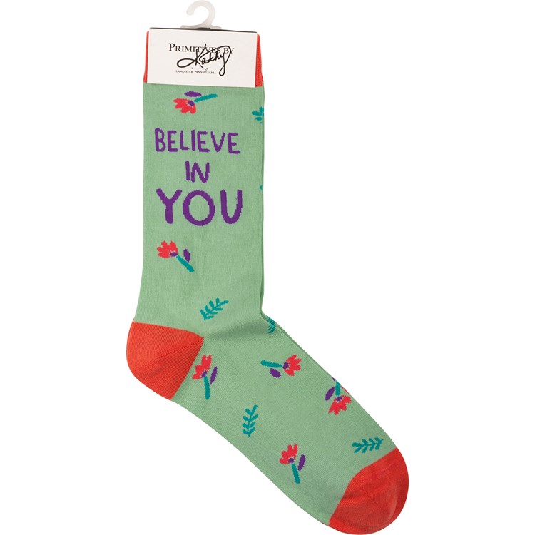 Believe In You Socks - Cotton, Nylon, Spandex