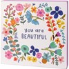 You Are Beautiful Box Sign - Wood, Paper