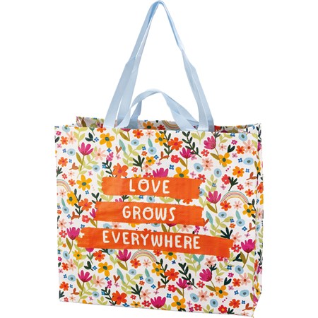 Love Grows Everywhere Shopping Tote - Post-Consumer Material, Nylon