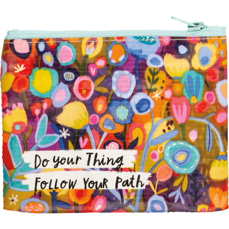 Do Your Thing Follow Your Path Zipper Wallet - Post-Consumer Material, Plastic, Metal