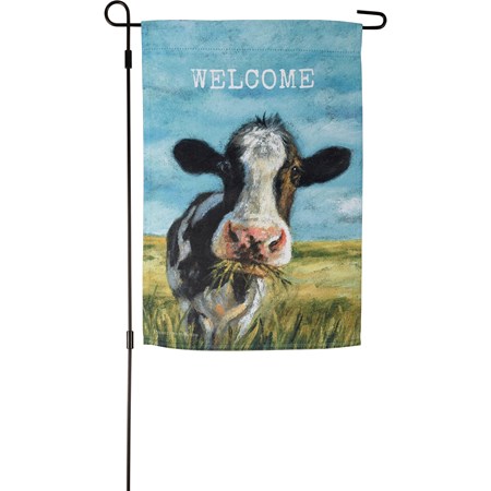 Welcome Cow Garden Flag - Polyester